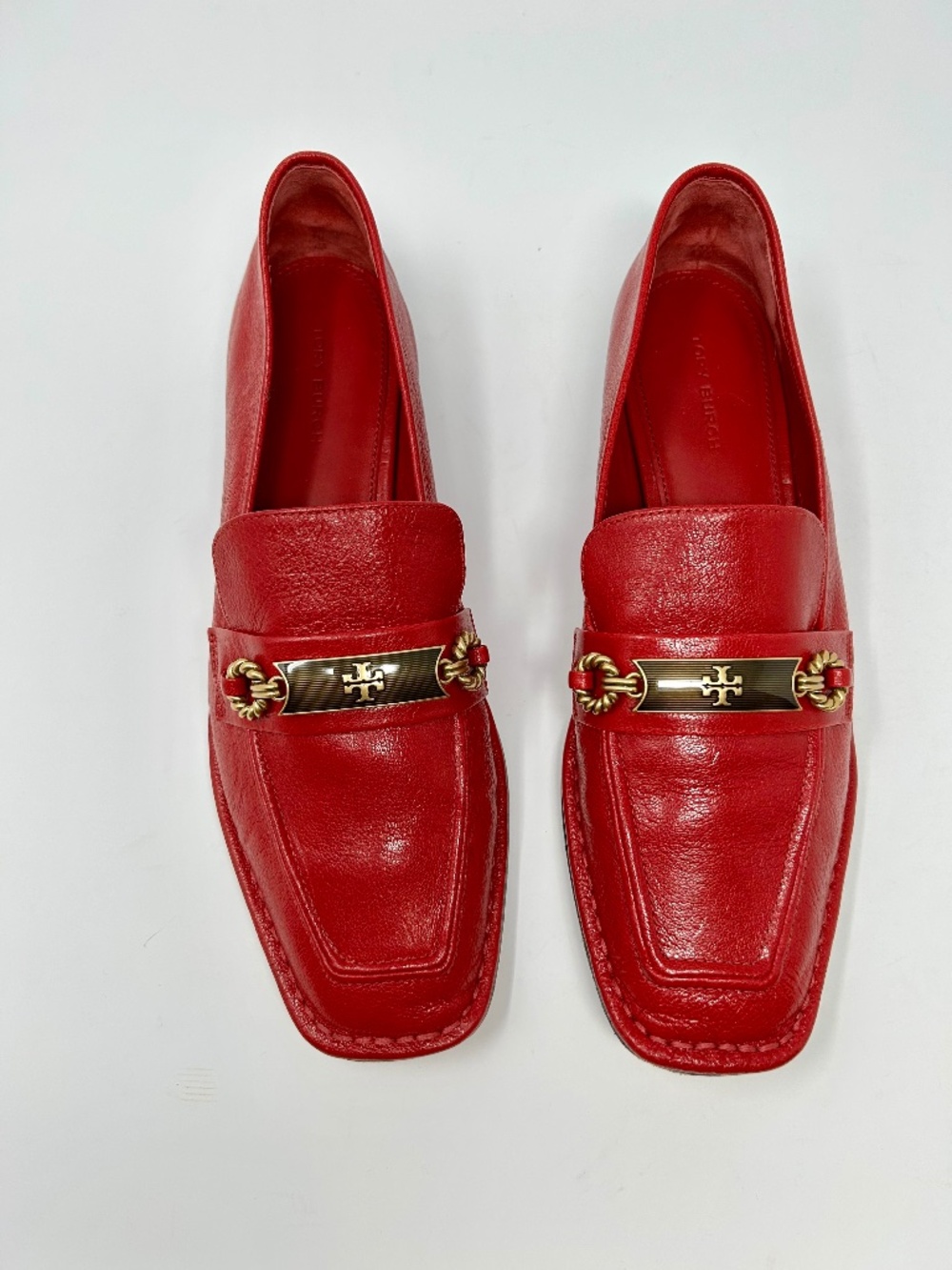 Tory Burch Perrine Red Leather Loafers Size 8 Classic